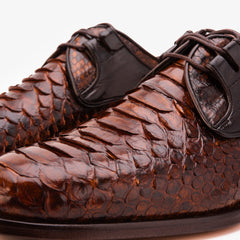 The Valmont Tan Python Leather Derby Shoe On Sale