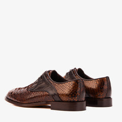 The Valmont Tan Python Leather Derby Shoe On Sale