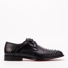 The Valmont Black Python Leather Derby Shoe For Sale