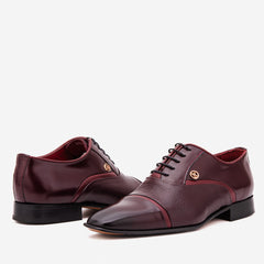 The Rockwell Handmade Burgundy Leather Cap Toe Oxford Shoe Exclusive Style