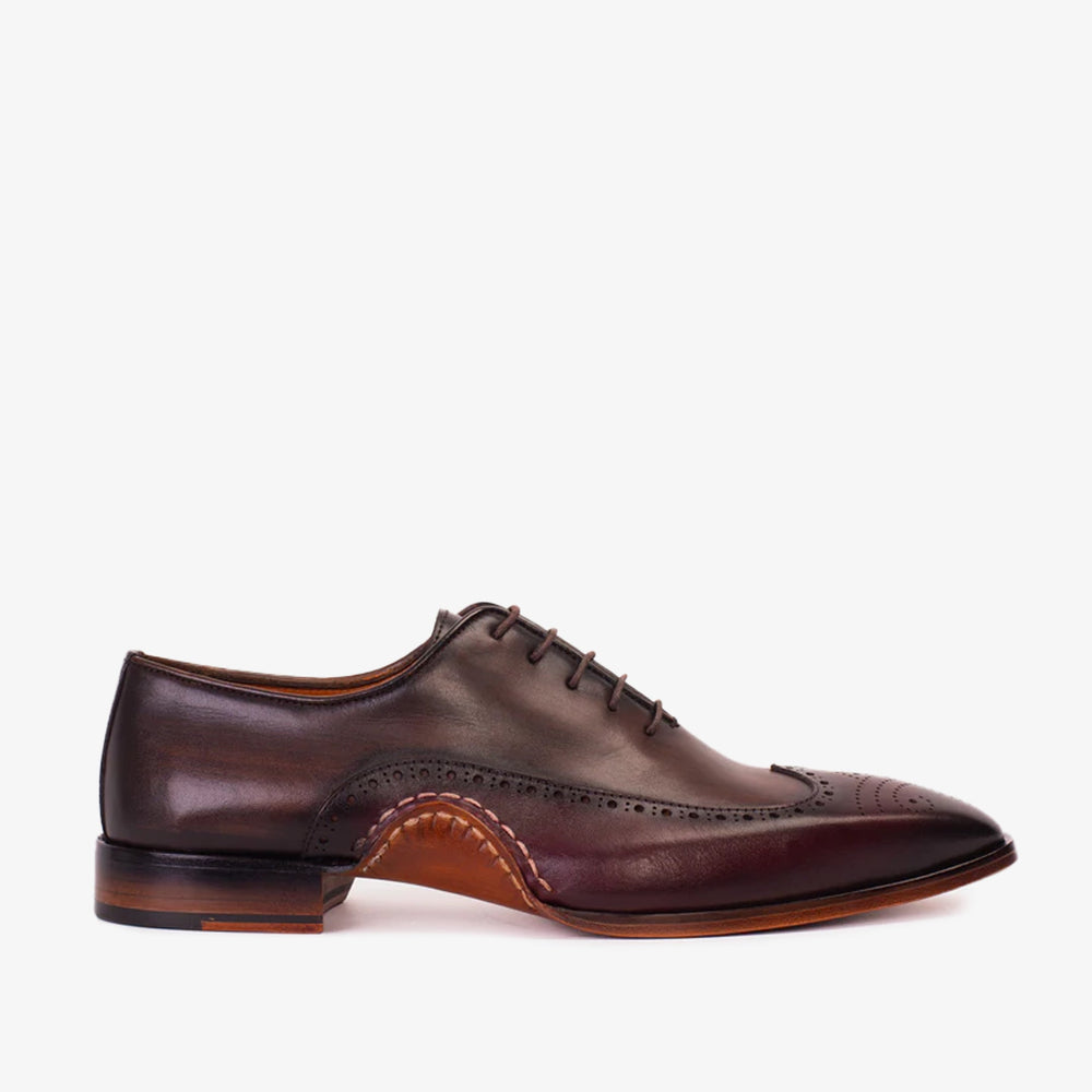 The Royal Hand Craft Burgundy Wingtip Oxford Shoe Universal Fit
