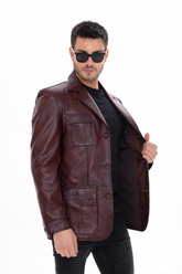 The Ravenna Burgundy Leather Jacket On Sale