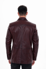 The Ravenna Burgundy Leather Jacket On Sale