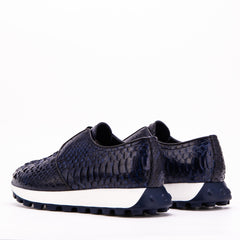 The Obsidian Navy Python Leather Sneaker For Sale
