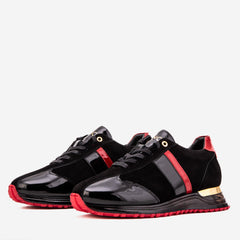 The Inferno Black Red Leather Sneaker Universal Fit