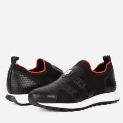 The Aslan Black Knitted Leather Sneaker Exclusive Style