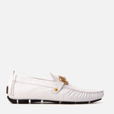 The Pisa White Leather Bit Drive Loafer Shoe For Sale
