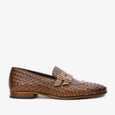 The Vatra Tan Woven Double Monk Strap Shoe Fine Craftsmanship