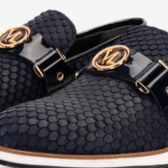 The Legacy Navy Blue Leather Casual Loafer Shoe For Sale