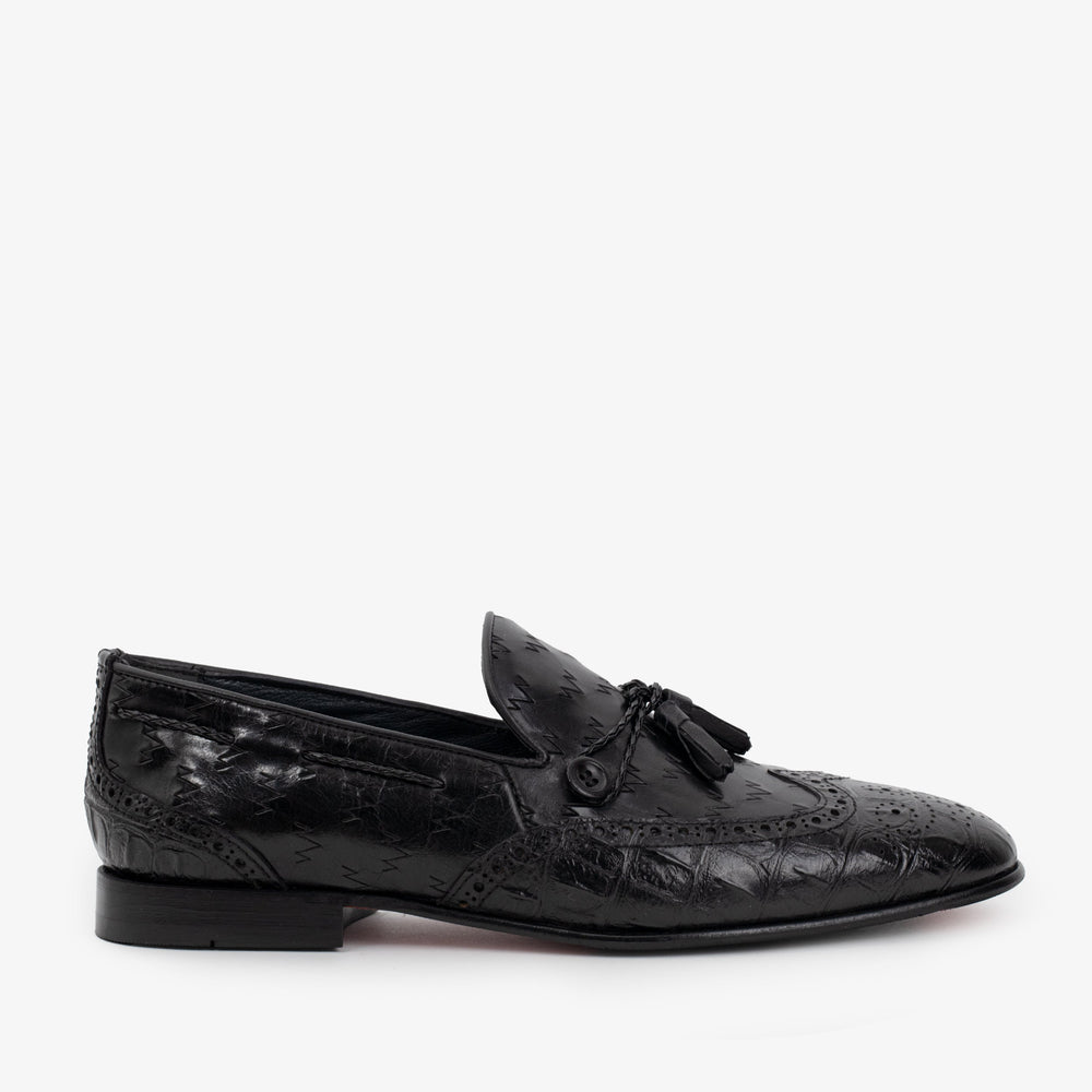 The Istanbul Black Leather Tassel Loafer Shoe Exclusive Style