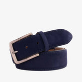 The Bari Navy Suede Leather Belt Universal Fit