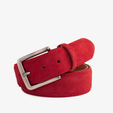 The Bari Red Suede Leather Belt For Sale