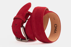 The Bari Red Suede Leather Belt For Sale