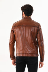 The Rossi Cognac Brown Leather Jacket All New