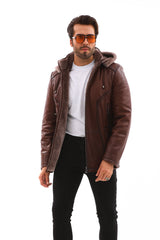 The Bergamo Brown Shearling Leather Jacket Universal Fit