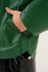 The Calyra Reversible Leather Jacket – Emerald Green Fine Craftsmanship