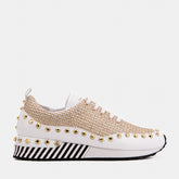 The Aurelia White Gold Woven Leather Sneaker On Sale