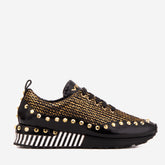 The Aurelia Black Gold Woven Leather Sneaker For Sale
