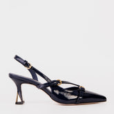 The Atlantic Navy Blue Leather Slingback Sandal Fine Craftsmanship