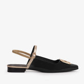 The Rosalinda Black Leather Flat Slingback Sandal Exclusive Style