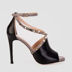 The Ribnica Black Leather Ankle Strap Sandal For Sale