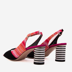 The Spectrum Multicolor Block Heel Leather Slingback Sandal Universal Fit