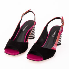 The Spectrum Multicolor Block Heel Leather Slingback Sandal Universal Fit