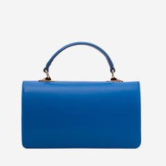 The Zoe Multicolor Tweed Blue Leather Handbag For Sale