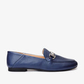 Luanda Navy Blue Leather Flat Shoe On Sale
