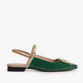 The Rosalinda Green Patent Leather Flat Slingback Sandal Universal Fit