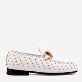 The Jupiter Shoe White Spike Leather Bit Dress Loafer Limited Edition Shoe Exclusive Style