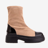 The Sorella Black Tip Beige black Suede Leather Women’s Boot On Sale