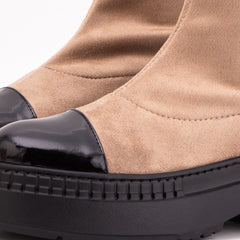 The Sorella Black Tip Beige black Suede Leather Women’s Boot On Sale