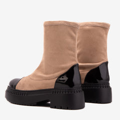 The Sorella Black Tip Beige black Suede Leather Women’s Boot On Sale