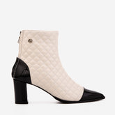 The Celeste Cream Black Quilted Leather Women’s Boot For Sale