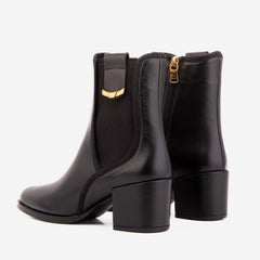 The Kensington Black Leather Block Heel Women’s Mid-Calf Boot Exclusive Style