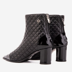 The Celeste Black Tip Quilted Leather Women’s Boot On Sale