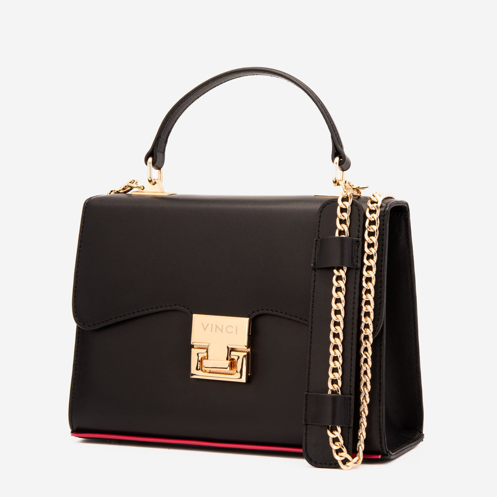 The Ege Black Leather Handbag Exclusive Style