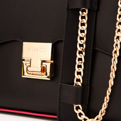 The Ege Black Leather Handbag Exclusive Style