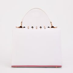The Infanta White Spike Leather Handbag On Sale