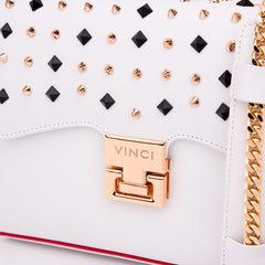 The Infanta White Spike Leather Handbag On Sale