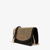 The Ailano Black Glitter Leather Handbag For Sale