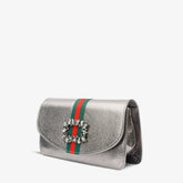 The Afega Silver Leather Handbag Universal Fit