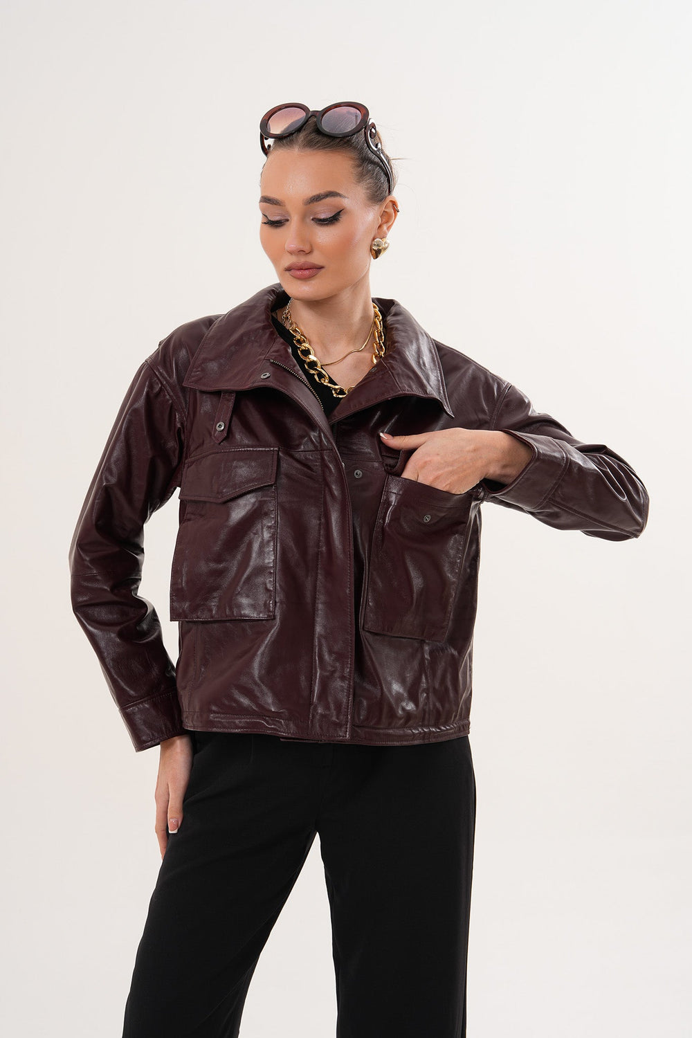 The Ravelyn Burgundy Leather Jacket All New