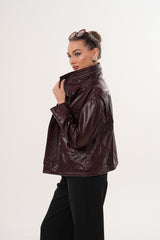 The Ravelyn Burgundy Leather Jacket All New