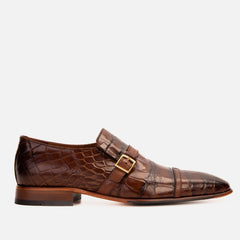 The Strat Single Monk Strap Cap Toe Brown Leather Handmade Shoe Universal Fit