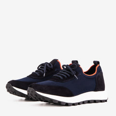 The Berlin Navy Suede Leather Sneaker For Sale