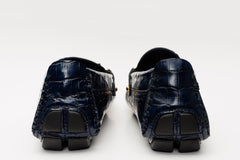 The Pisa Navy Blue Leather Bit Drive Loafer Shoe Universal Fit