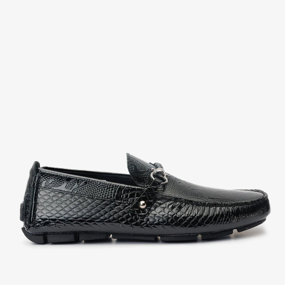 The Bologna Black Leather Bit Drive Loafer Shoe For Sale