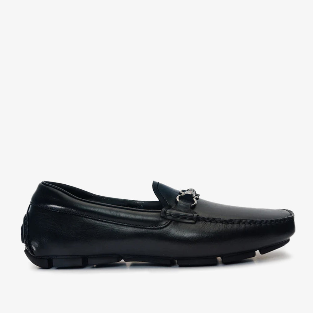 Pavia Black Leather Bit Drive Loafer Shoe Fine Craftsmanship
